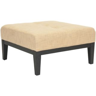 Safavieh Fulton Gold Viscose Square Ottoman (GoldMaterials Viscose blend fabric and woodFinish BlackDimensions 15.5 inches high x 29 inches wide x 29 inches deep )