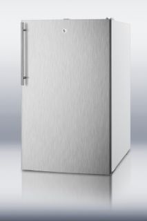 Summit Refrigeration Built In Refrigerator, Lock, Thin Handle, Stainless/White, 4.5 cu ft