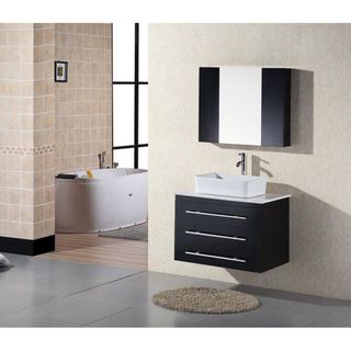 Design Element Contemporary Wall Mount Espresso Bathroom Vanity Set