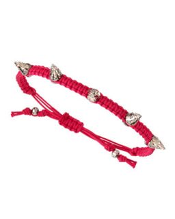 CZ Stud Woven Bracelet, Fuchsia