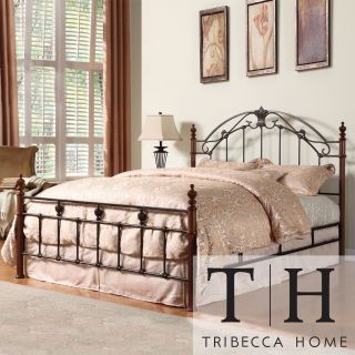 Tribecca Home Newcastle Graceful Scroll Bronze Iron King size Poster Bed