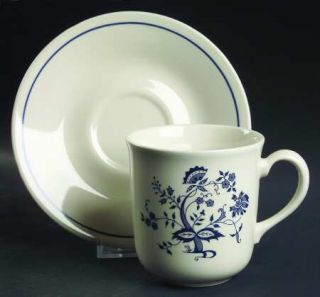 Corning Blue Floral Flat Cup & Saucer Set, Fine China Dinnerware   Corelle,Blue