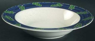 Christopher Stuart Gallery Rim Soup Bowl, Fine China Dinnerware   Green Leaves O