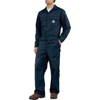 Carhartt Flame Resistant Twill Unlined Coverall   Dark Navy, 50 Inch Waist,