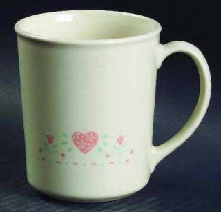 Corning Forever Yours Mug, Fine China Dinnerware   Corelle,Pink Hearts,Beige Bac