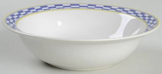 Newcor Bistro Rim Soup Bowl, Fine China Dinnerware   Design Concepts,Blue Checks