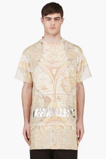 Ktz Beige Oversized Map Print T_shirt