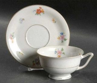 Chateau Dresdenflowers Footed Cup & Saucer Set, Fine China Dinnerware   Small Mu