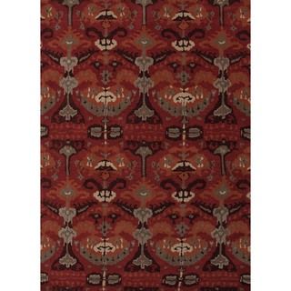 Hand tufted Transitional Red Wool Rug (96 X 136)