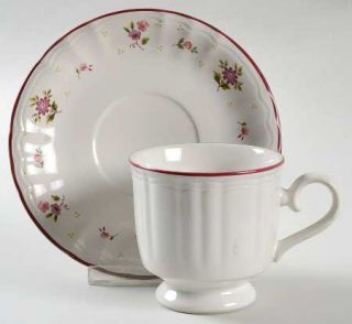Mikasa Roseland Footed Cup & Saucer Set, Fine China Dinnerware   Country Classic
