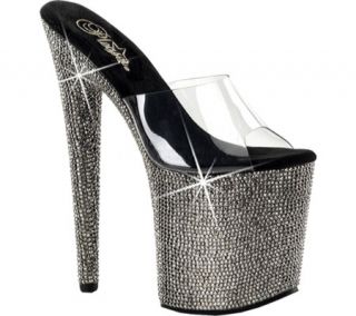 Womens Pleaser Bejeweled 801DM   Clear/Pewter Rhinestones High Heels