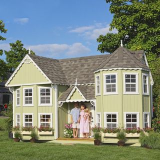 Little Cottage Sara Victorian 10 x 18 Mansion Wood Playhouse Multicolor  