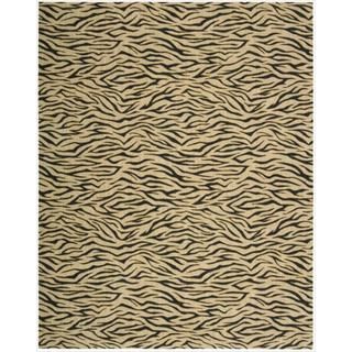 Cosmopolitan Beige Tiger Print Wool Rug (99 X 96)