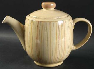 Denby Langley Caramel Stripes Teapot & Lid, Fine China Dinnerware   Caramel Colo