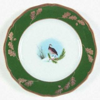 Lynn Chase Winter Game Birds Green Salad/Dessert Plate, Fine China Dinnerware  