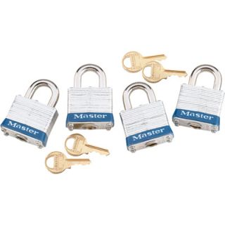 Master Lock 4 Pack of 1 9/16in. EX Series Shrouded Steel Keyed Alike Padlock,