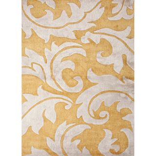 Hand tufted Transitional Abstract Pattern Yellow Rug (2 X 3)