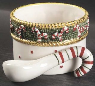 Nikko Christmas 3d Accessory Dip Bowl W/Spoon, Fine China Dinnerware   Sculptura