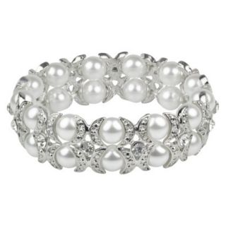 Crystals & Pearls Bracelet   Clear/White