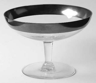 Dorothy Thorpe Silver Band 3 Ht Open Compote   Wide 1 Silver Band,V Shaped Bow
