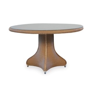 Lloyd Flanders All Weather Wicker 48 in. Round Glass Top Patio Dining Table