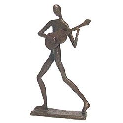 Cast Bronze Standing Guitar Player Sculpture