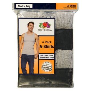 Fruit of the Loom Mens A Shirts 4 Pack   Black/Grey XXL