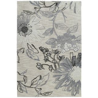 Handmade Copia Grey Floral Polyester Rug (4 X 6)