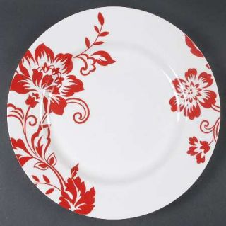 Martha Stewart China Chelsea Dinner Plate, Fine China Dinnerware   Red Floral On