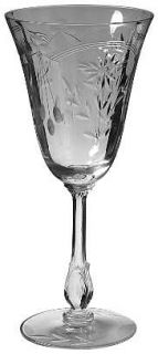 Unknown Crystal Unk313 Water Goblet   Clear,Cut Floral,Tulip Stem
