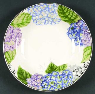 American Atelier Hydrangea Toile Large Rim Soup Bowl, Fine China Dinnerware   Fl