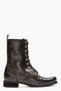 Diesel Black Leather Arthik Combat Boots