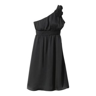 TEVOLIO Womens Plus Size Satin One Shoulder Rosette Dress   Ebony   20W