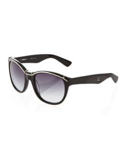 Silver Bar Black Acetate Sunglasses