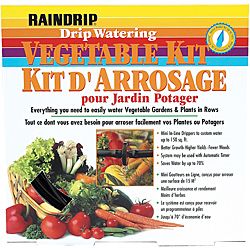Raindrip Drip Watering Vegetable Garden Kit With Anti Syphon (VariousSize 8.7in x 8.4Set Includes 75ft 1/4in tubing, 25 1/2gph mini in line drippers, 4 1/4in tube end clamps, 3 1/4in barbed tees, 1 1/4in barbed connector, 2 1/4in barbed elbows, 1 3/4in 