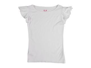 Three Little Dots Kids S/L Ruffle Top Girls Clothing (White)