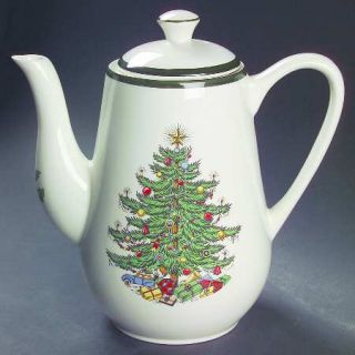 Cuthbertson Christmas Tree (Wide Green Band) Coffee Pot & Lid, Fine China Dinner