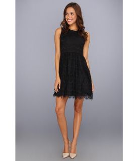 Jessica Simpson Contrast Overlap Bodice Yoke Dress w/ Back Cut Out Womens Dress (Black)