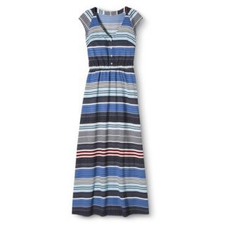 Merona Petites Sleeveless V Neck Maxi Dress   Blue Print XLP