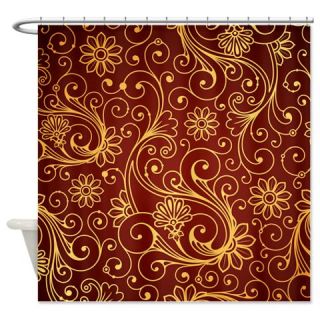  Gold Floral Pattern Shower Curtain  Use code FREECART at Checkout