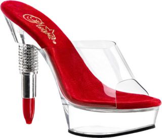 Womens Pleaser Rouge 601   Clear/Red/Clear Vinyl Ornamented Shoes