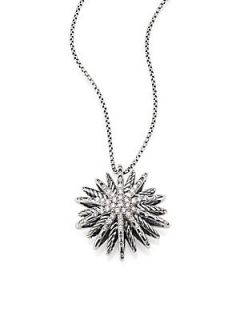 David Yurman Starburst Medium Pendant with Diamonds on Chain   Silver