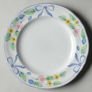 Herend Village Bow Salad Plate, Fine China Dinnerware   Blue Bows&Trim,Blue/Pink