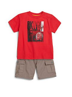 DKNY Infants Two Piece In Constant Movement Tee & Cargo Shorts Set   Charcoal