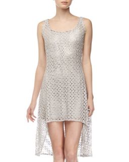 Crochet High Low Dress, Silver