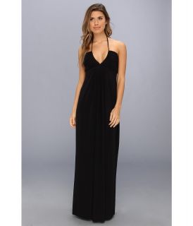 Tbags Los Angeles Deep V Ruched Maxi Dress w/ Braided Ties Womens Dress (Black)