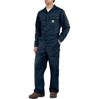 Carhartt Flame Resistant Twill Unlined Coverall   Dark Navy, 42 Inch Waist,
