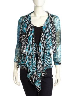 Drape Front Printed Tunic, Turquoise