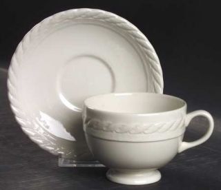 Ralph Lauren Clearwater Footed Cup & Saucer Set, Fine China Dinnerware   Off Whi