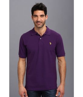 U.S. Polo Assn Solid Polo with Small Pony Mens Short Sleeve Knit (Purple)